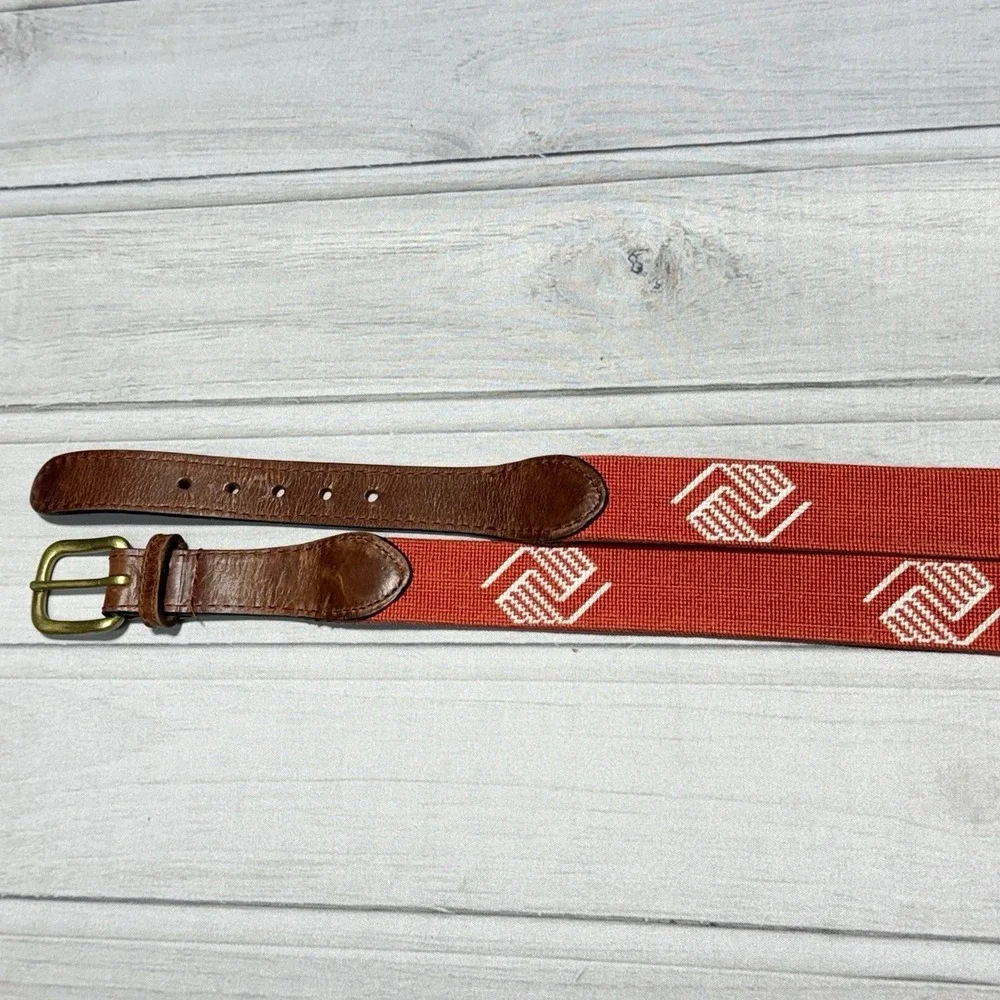 Smathers & Branson Belt Mens 46 Leather Needlepoint Boys & Girls Club of America